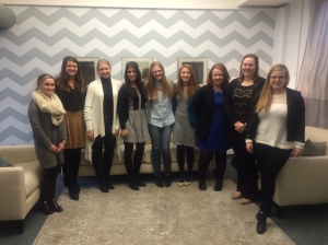 IU PRSSA members snapping a quick photo with recent IU grade, Becca DuPont (pictured: middle).  Picture by Tori Lawhorn.
